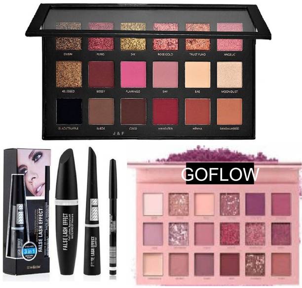 GoFlow Nude & Rose Gold Eyeshadow With 3 in 1 Mascara , Eyeliner and Eyebrow Pencil