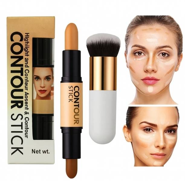 Mikora Foundation Brush with Contour and Highlighter stick