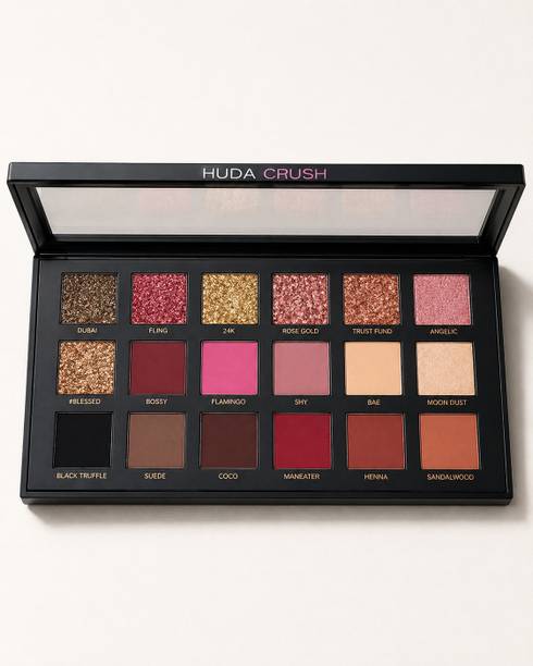 HUDA CRUSH Mini Pink Makeup Brush (Pack of 7) & Colours matte Textured Eyeshadow palette