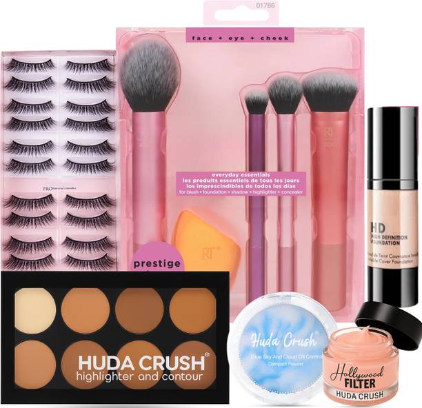 HUDA CRUSH Diwali Gifts Makeup Kit, Eyelash, Brush, Foundation, Concealer, Compact & Primer