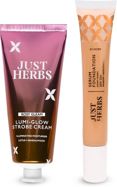 Just Herbs Strobe Cream & Dewy Serum Foundation Ivory SPF 30+ | Pack of 2