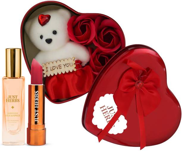 Just Herbs Romantic Heart Gift Set | Lipstick & EDP Combo for Women