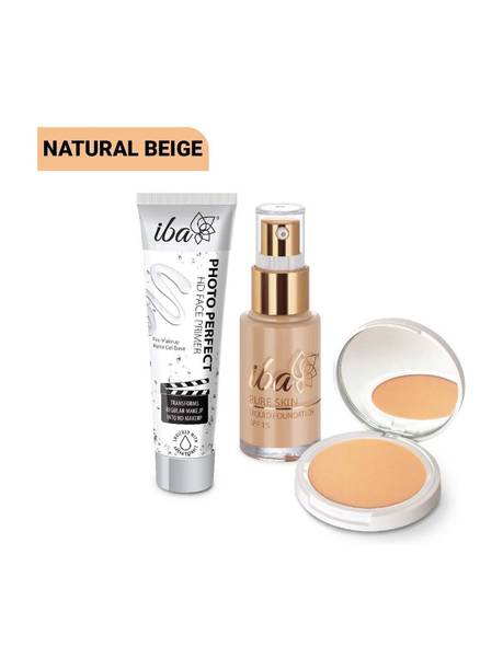 Iba Foundation + Compact + Primer Face Makeup Combo (Natural Beige)