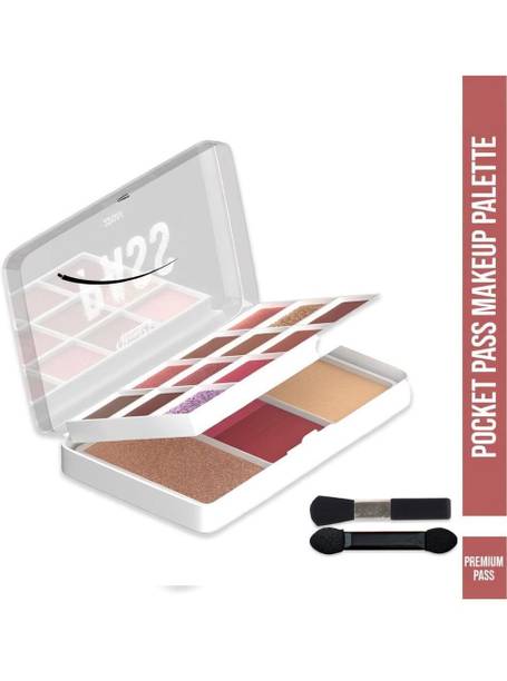 Glam21 Pocket Pass All-in-1 Face Palette Eyeshadow+Compact+Blush+Highlighter & Brushes