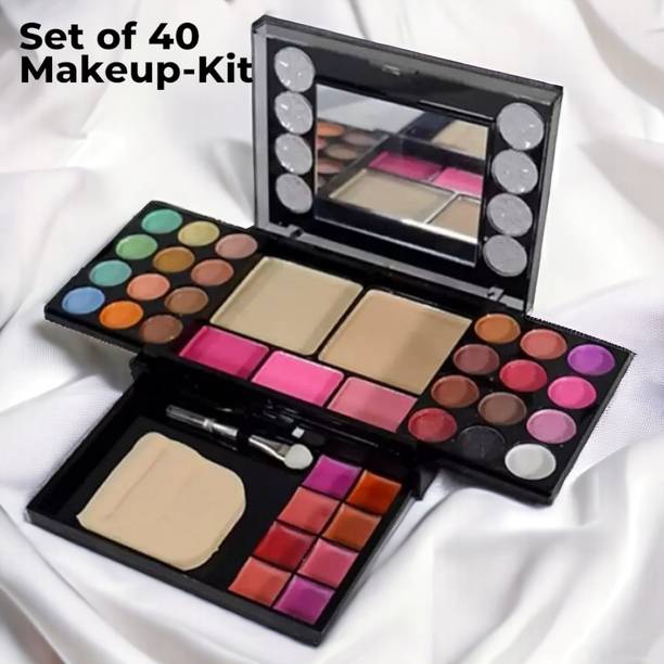 NYN Makeup Kit - Eye-Shadows, Lip Colors, Blushes, Sponges, Brushes & Blender(80322)