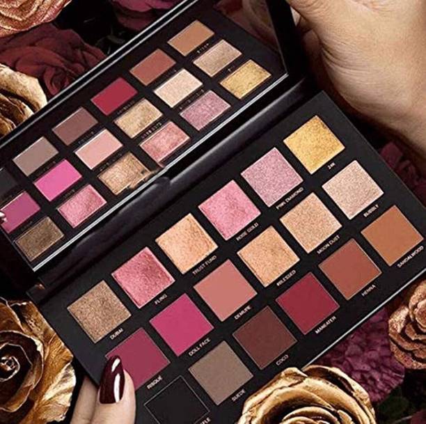 Wimble 18Color Rose Gold Eyeshadow Palette Shimmer & Black with Mirror 20g(RoseGold) 20 g