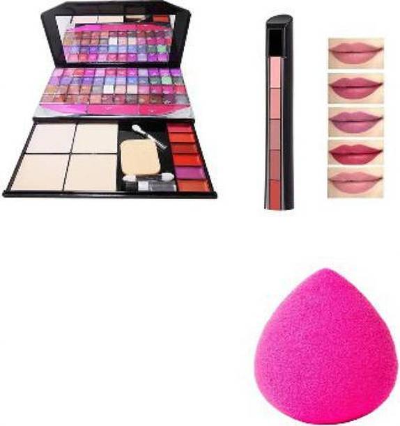 TUMR 590 PROFESSIONAL EYESHADOW + 5 IN 1 LIPSTICK + PUFF ( COMBO SET)