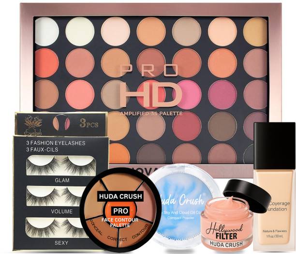 HUDA CRUSH Diwali Gifts Makeup Kit Eyeshadow, Eyelash Foundation Compact Concealer & Primer