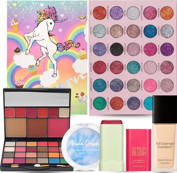 HUDA CRUSH Diwali Gifts Makeup Kit – 2Pc Eyeshadow Palette, Gel Compact, Blush & Foundation