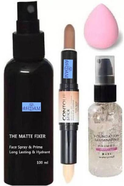 coslane All In One Face Makeup Combo with Primer, Fixer, Beauty Blender & Contour Stick