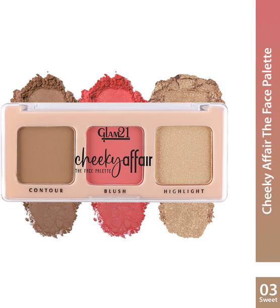 Glam21 Cheeky Affair 3in1 Face Palette Blush, Contour & Highlighter|Waterproof Makeup