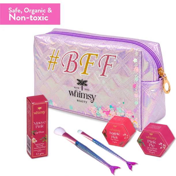 Whimsy Beauty Kids Beauty Kit | Makeup Set for Girls with Lip Tint, Eye Glitter & Brushes