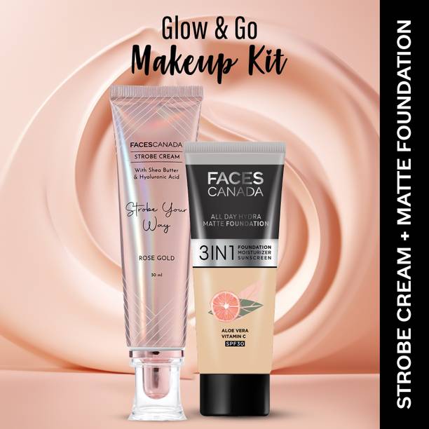 FACES CANADA Rose Gold Strobe Cream (30ml) + Absolute Ivory Matte Mini Foundation (18ml)