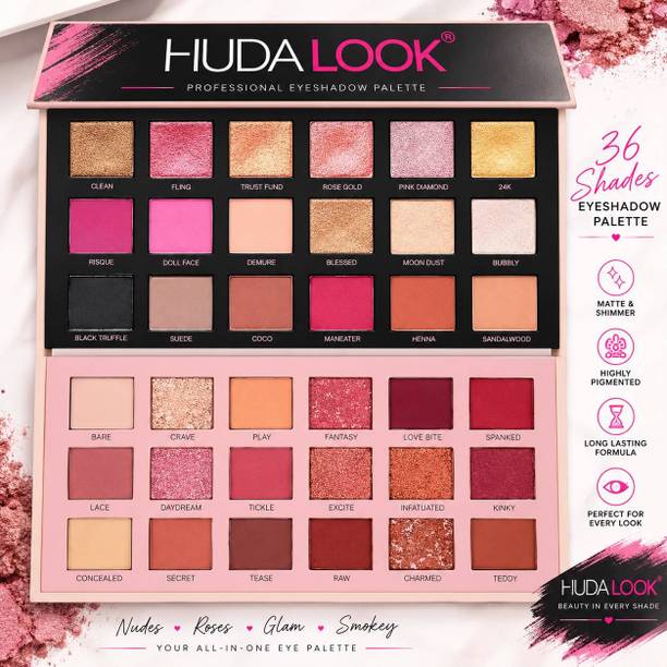 HudaLook 36 Color Eyeshadow Palette | Matte & Shimmer Highly Pigmented Eye Shadow