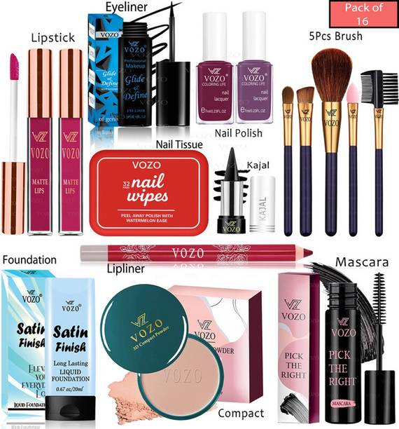 VOZO 16 Pc Makeup Essentials for Instant Face Glow
