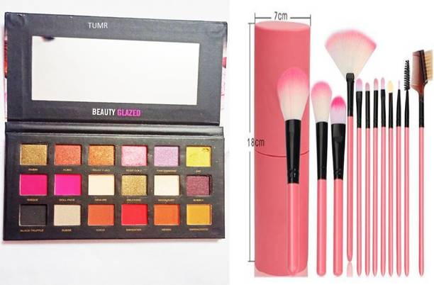 TUMR ROSE GOLD EYESHADOW + 12 PIECE PROFESSIONAL MAKEUP BRUSH SET ( 13 ITMS BOX)