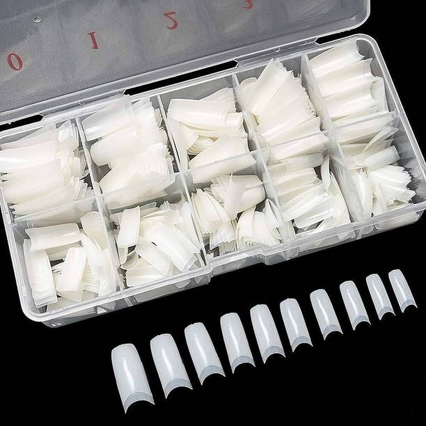 EVERERIN Best 100 Pcs Fake Transparent Nail Extension with Glue