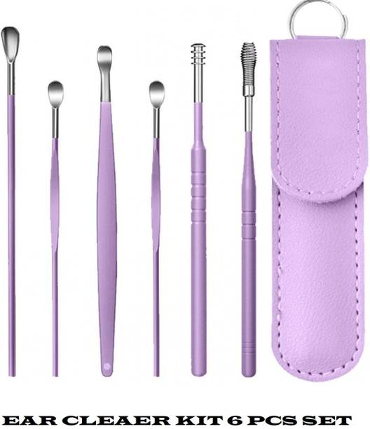 Taxila 6 Pcs Ear Wax Removal- Reusable Ear Cleaning Tools Kit Leather Storage ( Purple) Electric Ear Cleaner