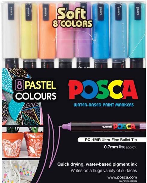 uni-ball POSCA 1MR 0.9-1.3 mm Bullet Shaped Soft Colors | Reversible Tip Markers