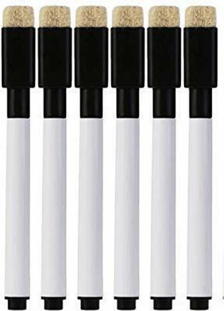 KIDIVO Magnetic Whiteboard Erasable Black Marker/Pen/Stationery Supplies(Pack of 6)