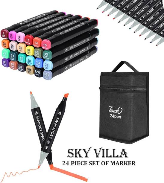 SKYVILLA 24 Colors Art Markers sketch pen Dual Tip Artist Art Marker
