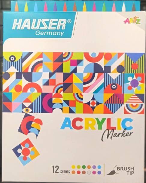 HAUSER ACRYLIC MARKER | 12 ASSORTED SHADES | BRUSH TIP |