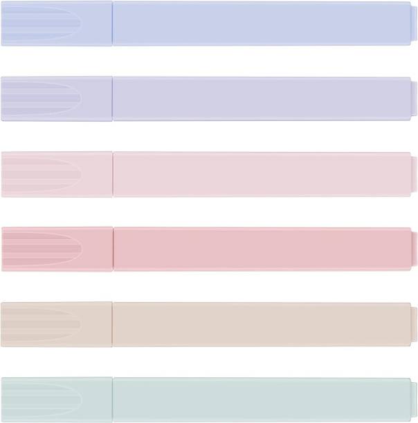 Daggeron Aesthetic Pastel Cute Highlighters | Mild Colors With Soft Chisel Tip | No Bleed