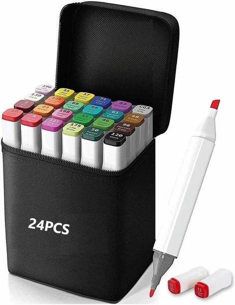 TRISHULDHARIART Art Marker Series Fine Tip & Broad Chisel Tip Nib Sketch Pens