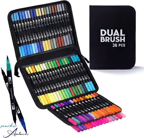 Woleebee Dual Tip Brush Pens | Art Markers with Fine & Brush Tip