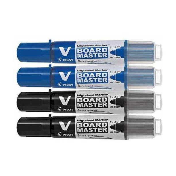PILOT V-Board Master Pack of 4 (Blue-2, Black-2)