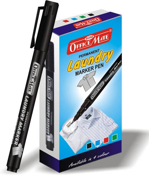 soni officemate laundry markers black color pack 10