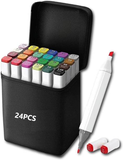 Mumuxu 24 Pcs Creative Marker Set Colorful Sketch Pens for Art Drawing Writing