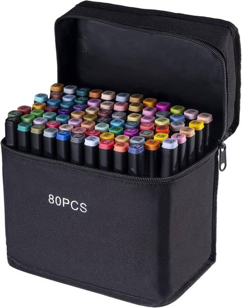 Dizaa 80 PCS Markers Dual Tips Permanent Art Markers Pen for Drawing,Sketching