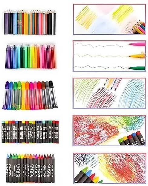 Soucolor Drawing Craft Supplies Kit Painting, Color Set with Markers 150 Pieces Cylindrical Shaped Color Pencils