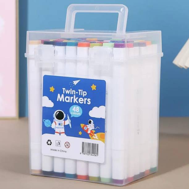 Himanshi Plus Alcohol Based Dual Head Broad and Fine Tip Marker Drawing Pen with Box