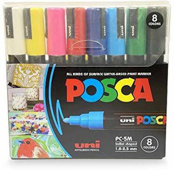 uni-ball Posca C5MRCS8 5M 1.8-2.5 mm Bullet Shaped | Smooth & Water Resistant Marker Pen