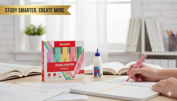 LUXOR Pastel Highlighter Assorted suitable for school, home, and office Free Gum