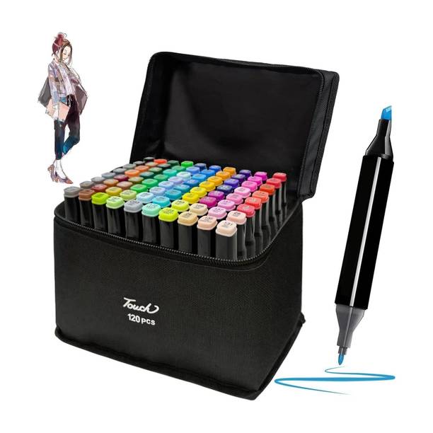 Dvn 120 pcs Alcohol Markers Pens,Dual Tip Twin Marker Pens With Carrying Case