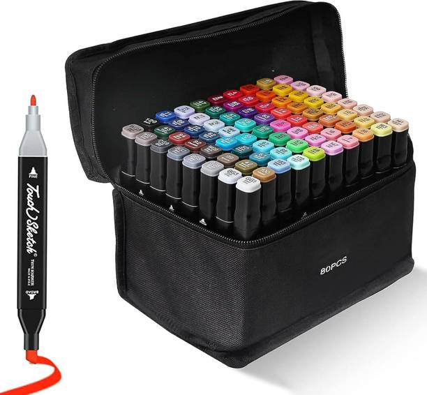 ZNIK 80 Colors Alcohol Markers, Dual Tip Permanent Sketch Art Markers for Artist