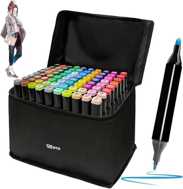 Pamidhar Dual Tip Art Markers Sketching Head Marker Pens for Kids Adult 120 Colors