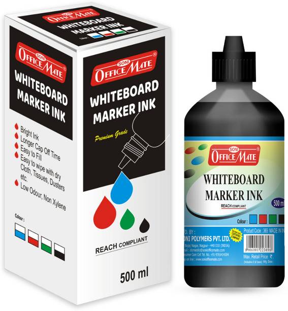 Soni Officemate Whiteboard Marker Ink, Black Color, 500 Ml - Pack of 1 500 ml Marker Refill