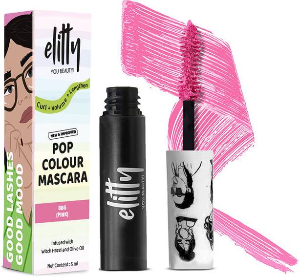 Elitty Pop Colored Lush Lashes Mascara (Pink)| Waterproof, Smudge Proof | 5 ml