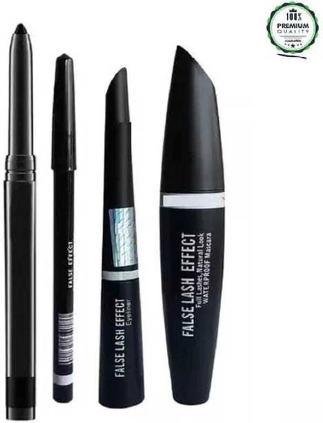 Hezruck Black Waterproof , Smudgeproof Eyeliner With Mascara Eyebrow Pencil & Kajal. 10 g