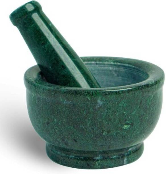 JustBYou Green Mortar and Pestle Set as Natural Stone Spice, Medicine(green) Marble Masher