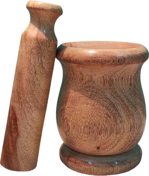 Woodenex Wooden Mortar & Pestle, Imam Dasta, Okhli Musal, Kharal, Khalbatta, crushers Wood Masher