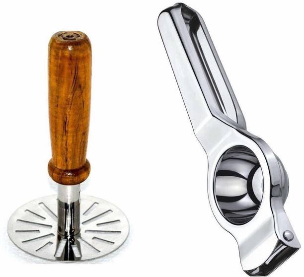 Dakshita Sales Stainless Steel Lemon Squeezer with nimbu Presser and Masher Pav Bhaji Masher Steel Masher