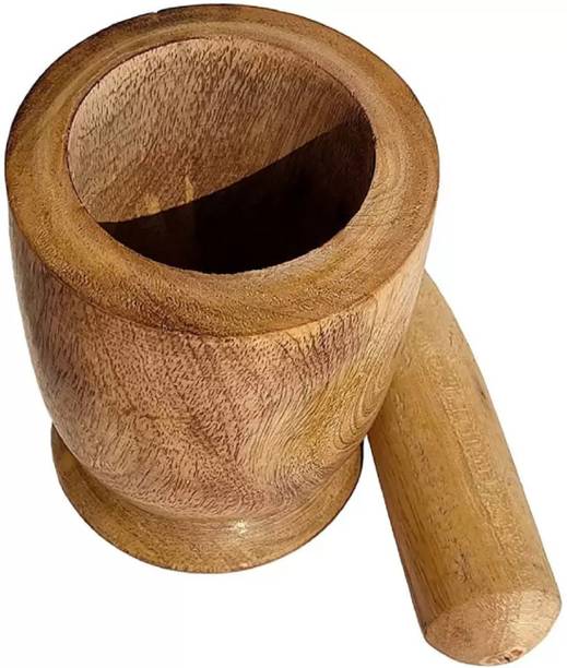 Evergreen Oasis Wooden Okhli |Mortar & Pestle| Imam Dasta|Musal| Kharal| Khalbatta| crushers Wood Masher
