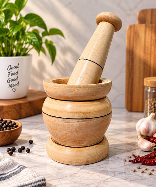 BEB Traditional Kitchen Spice Grinder Tool Wood Masher
