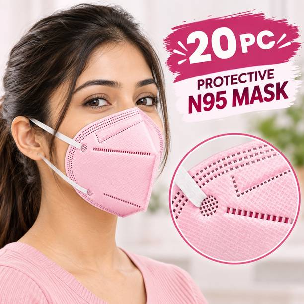 tick mark N95 Mask for Men and Women, Pink Protective Respirator Face Mask for Dust, Pollution, Office, Travel and Daily Outdoor Use Washable, Reusable, Water Resistant