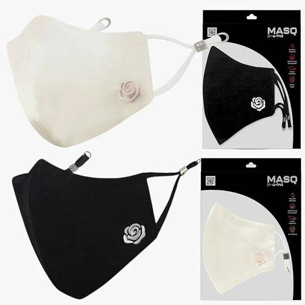 MASQ Anti-Pollution Anti-Bacterial BFE>99% 4 Layer Protective Face Mask Girl & Women White & Black Rose Cloth Mask
